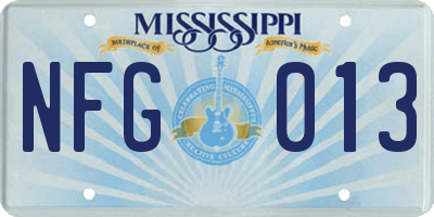 MS license plate NFG013