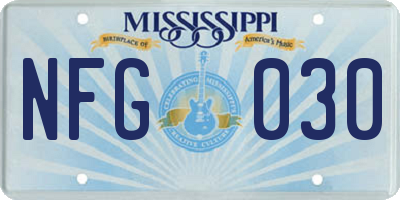 MS license plate NFG030
