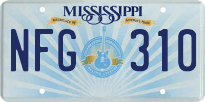 MS license plate NFG310