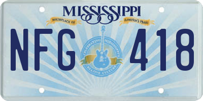 MS license plate NFG418