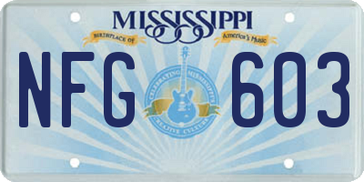 MS license plate NFG603