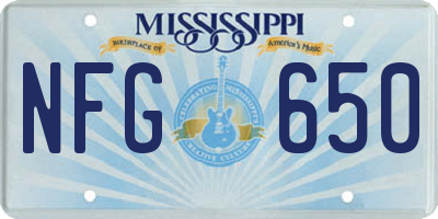 MS license plate NFG650
