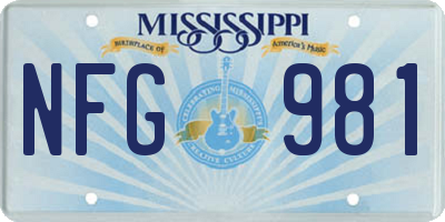 MS license plate NFG981