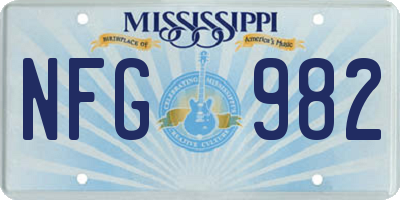 MS license plate NFG982