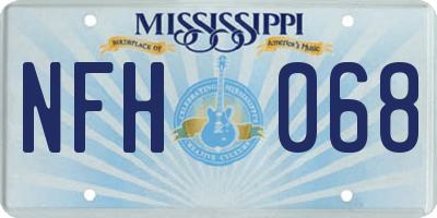 MS license plate NFH068