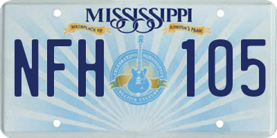 MS license plate NFH105