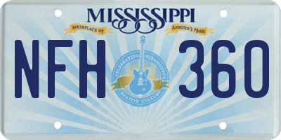MS license plate NFH360