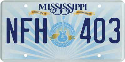 MS license plate NFH403