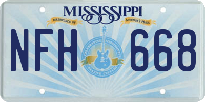MS license plate NFH668