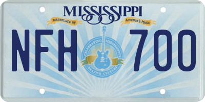MS license plate NFH700