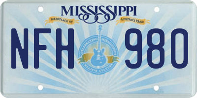 MS license plate NFH980