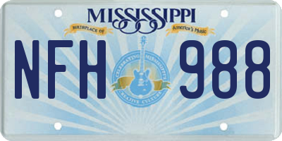MS license plate NFH988