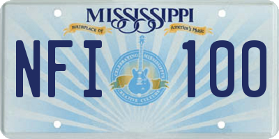 MS license plate NFI100