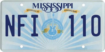 MS license plate NFI110