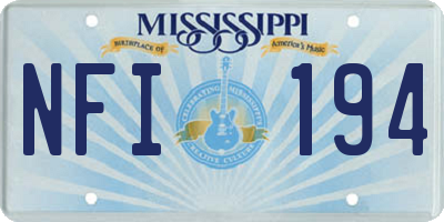 MS license plate NFI194
