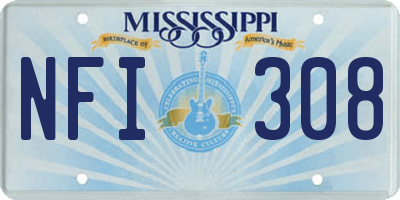 MS license plate NFI308