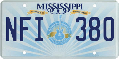MS license plate NFI380