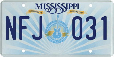 MS license plate NFJ031