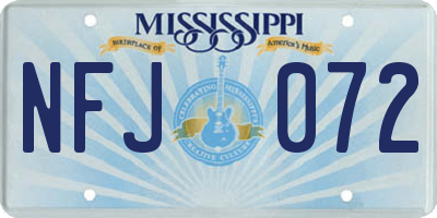 MS license plate NFJ072