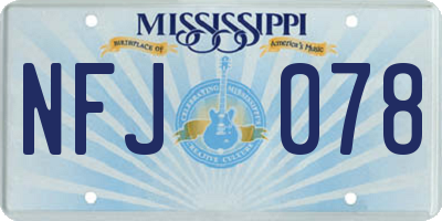 MS license plate NFJ078