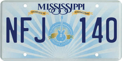 MS license plate NFJ140