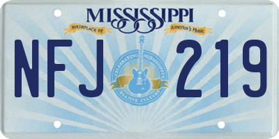 MS license plate NFJ219