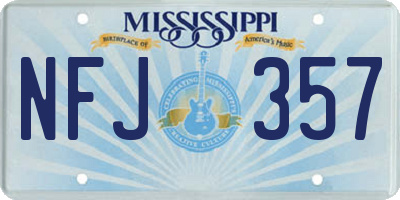 MS license plate NFJ357