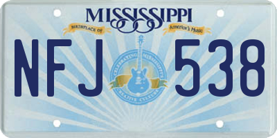 MS license plate NFJ538