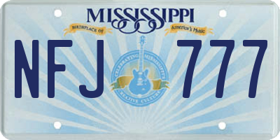 MS license plate NFJ777