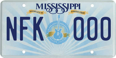 MS license plate NFK000