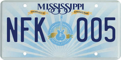 MS license plate NFK005