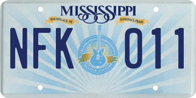 MS license plate NFK011