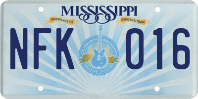 MS license plate NFK016