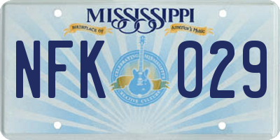 MS license plate NFK029