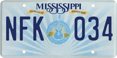 MS license plate NFK034