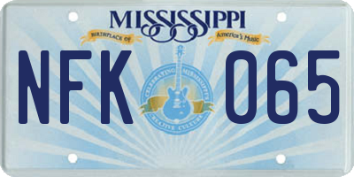 MS license plate NFK065