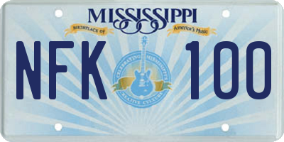 MS license plate NFK100