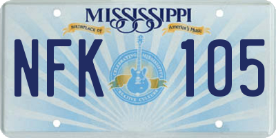 MS license plate NFK105