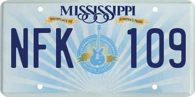 MS license plate NFK109