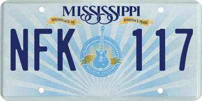 MS license plate NFK117