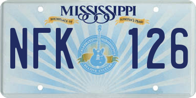 MS license plate NFK126