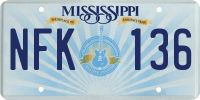 MS license plate NFK136