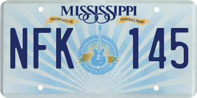 MS license plate NFK145