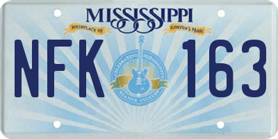 MS license plate NFK163