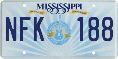 MS license plate NFK188