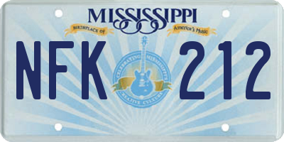 MS license plate NFK212