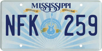 MS license plate NFK259