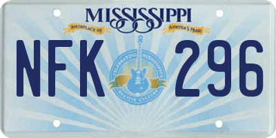 MS license plate NFK296