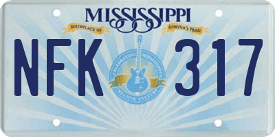 MS license plate NFK317