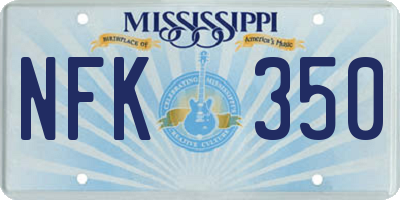 MS license plate NFK350